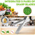 Updated 2020 Herb Scissors Set Cool Kitchen Gadgets for Cutting Fresh Garden Herbs - Herb Cutter Shears with 5 Blades and Cover